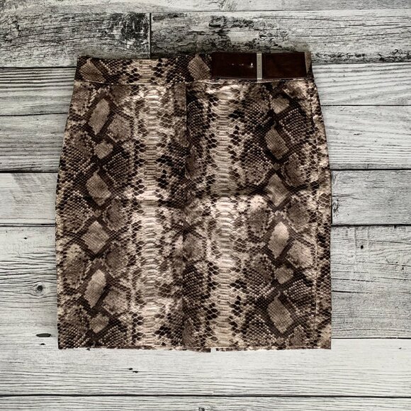 MICHAEL Michael Kors Dresses & Skirts - MICHAEL Michael Kors Snakeskin Print Belted Mini Pencil Skirt